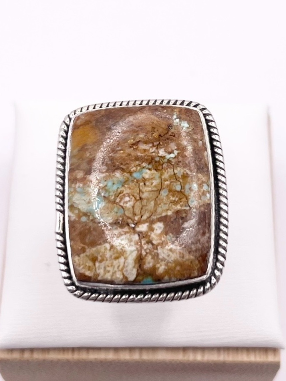 Size 7.5 Number 8 Turquoise 925 Sterling Silver Ring - Picture 2 of 9
